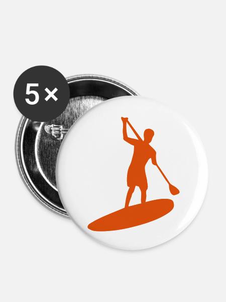 paddle board silhouette - Buttons klein 25 mm (5er Pack) - Weiß