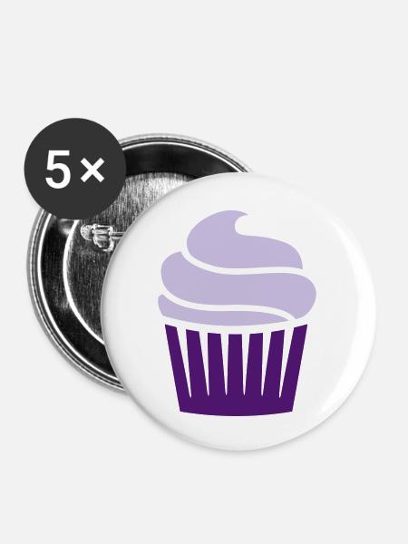 Cupcake zweifarbig - Buttons klein 25 mm (5er Pack) - Weiß