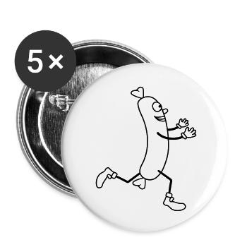 little wuerstchen run happily embrace love - Buttons small 1''/25 mm (5-pack) - white - Front