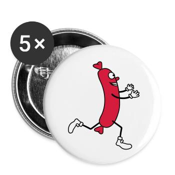 wuerstchen run happily embrace love run - Buttons small 1''/25 mm (5-pack) - white - Front