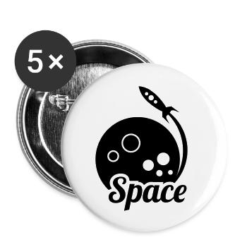 vaisseau spatial - Lot de 5 petits badges (25 mm) - blanc - Devant