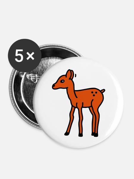 Reh scheu - V2 - Buttons klein 25 mm (5er Pack) - Weiß