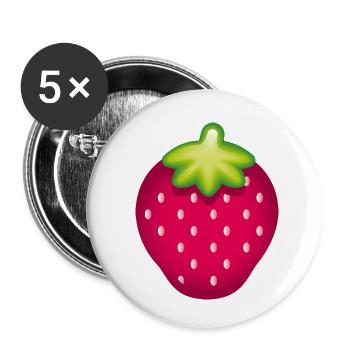 Smiley Strawberry - Buttons klein 25 mm (5er Pack) - Weiß - Vorne