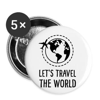 Let's travel the world - Buttons small 1''/25 mm (5-pack) - white - Front