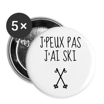 Skifahren Skifahrer Sport Ski Spieler - Buttons klein 25 mm (5er Pack) - Weiß - Vorne