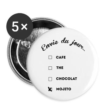 mojito addict thé café - Buttons small 1''/25 mm (5-pack) - white - Front