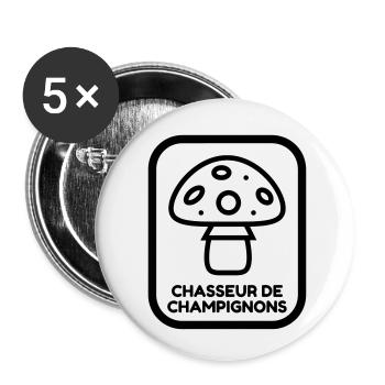 Mushroom / Champignon / Pilz / Picking - Buttons small 1''/25 mm (5-pack) - white - Front