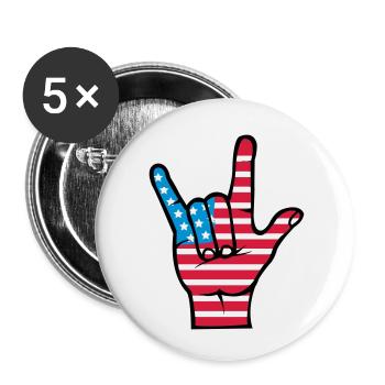 hand_usa - Lot de 5 petits badges (25 mm) - blanc - Devant