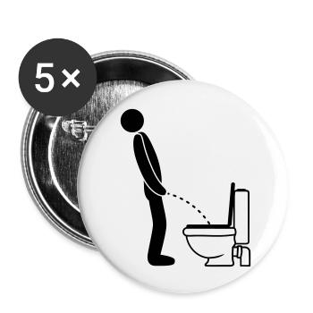 cool WC logo im stehen pinkeln pissen klo toilette - Buttons klein 25 mm (5er Pack) - Weiß - Vorne
