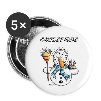 Christmas Schneemann - Buttons klein 25 mm (5er Pack) - Weiß - Vorne