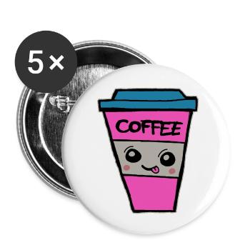 tasse de café - Lot de 5 petits badges (25 mm) - blanc - Devant