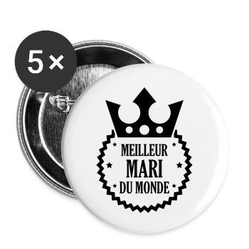 Marriage Wedding Husband Mari Love Mariage Ehemann - Buttons small 1''/25 mm (5-pack) - white - Front