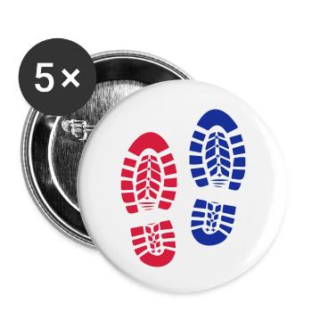 Fußabdruck Stiefel Wanderschuhe 2c - Buttons klein 25 mm (5er Pack) - Weiß - Vorne