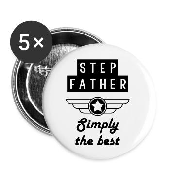 Beau-père / Belle-mère / Mariage / Famille - Lot de 5 petits badges (25 mm) - blanc - Devant