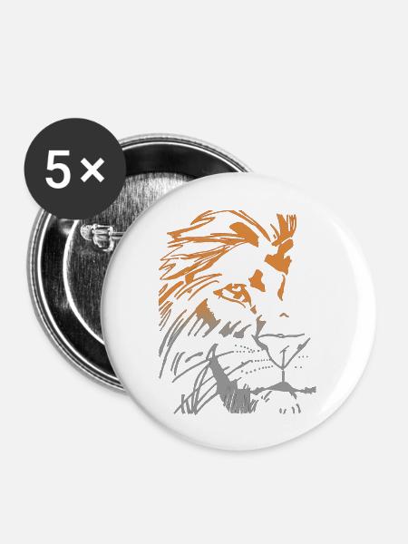 Löwenmodell 2 - Buttons klein 25 mm (5er Pack) - Weiß