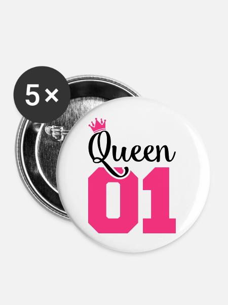 queen 01 crown - Buttons klein 25 mm (5er Pack) - Weiß