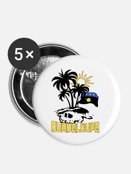 Guadeloupe - Buttons klein 25 mm (5er Pack) - Weiß