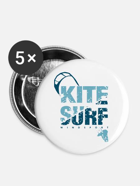 KITE SURF 3 - Buttons klein 25 mm (5er Pack) - Weiß