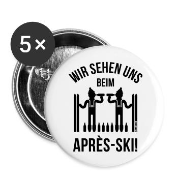 Wir Sehen Uns Beim Après-Ski! (Bier / Ski / Party) - Buttons klein 25 mm (5er Pack) - Weiß - Vorne