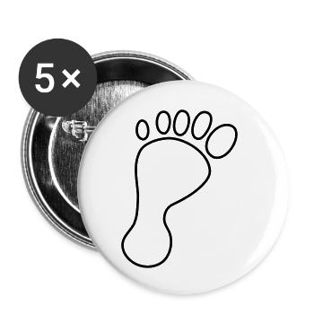 barfuss fußabdruck füße - Buttons klein 25 mm (5er Pack) - Weiß - Vorne