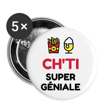 Ch'ti / Nord / Chti / Ch'ti mi / Nordiste - Buttons klein 25 mm (5er Pack) - Weiß - Vorne