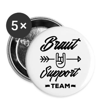 braut support team party - Buttons klein 25 mm (5er Pack) - Weiß - Vorne