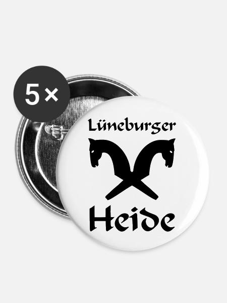 Lüneburger Heide Motiv - Buttons klein 25 mm (5er Pack) - Weiß