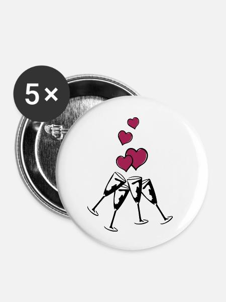 glasses hearts - Buttons klein 25 mm (5er Pack) - Weiß