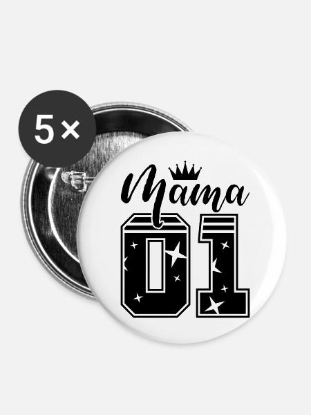 mama 01 krone - Buttons klein 25 mm (5er Pack) - Weiß