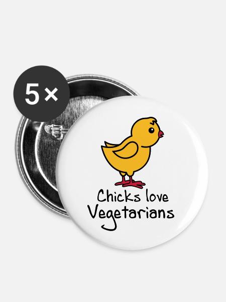 Vegetarier - Buttons klein 25 mm (5er Pack) - Weiß
