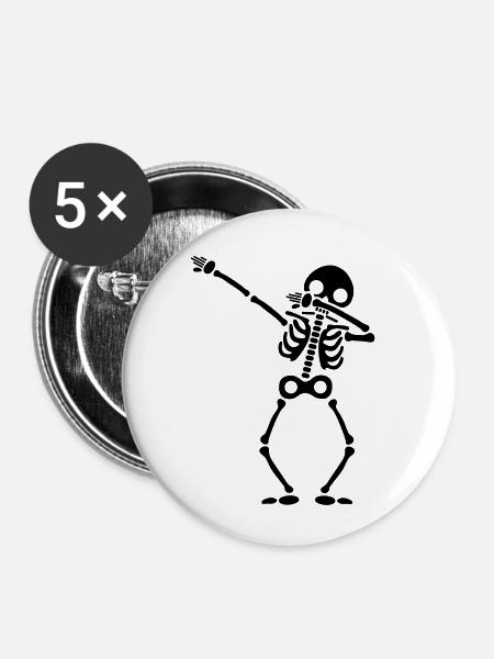 Skelett dab - Buttons klein 25 mm (5er Pack) - Weiß