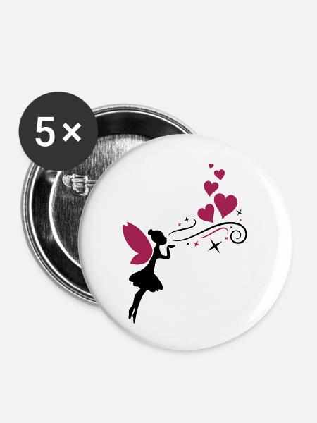 fairy fee hearts - Buttons klein 25 mm (5er Pack) - Weiß