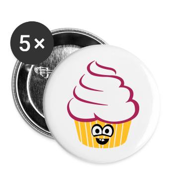cupcake_funny - Buttons klein 25 mm (5er Pack) - Weiß - Vorne