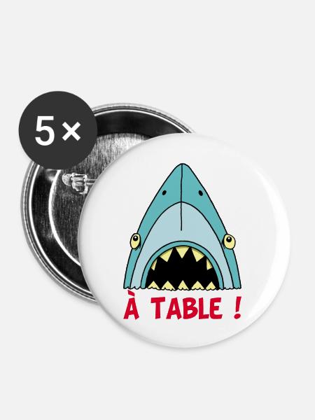 Hungriger Hai! - Buttons klein 25 mm (5er Pack) - Weiß