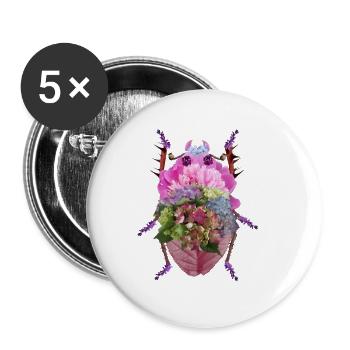 Bunter Blütenkäfer - Buttons klein 25 mm (5er Pack) - Weiß - Vorne