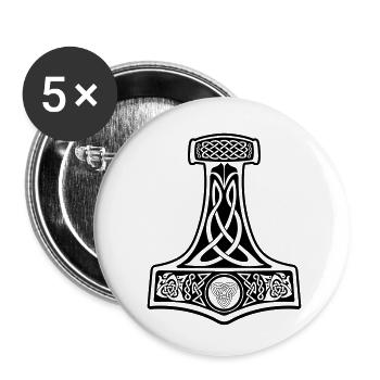 Viking mjollnir thor hammer - Buttons small 1''/25 mm (5-pack) - white - Front