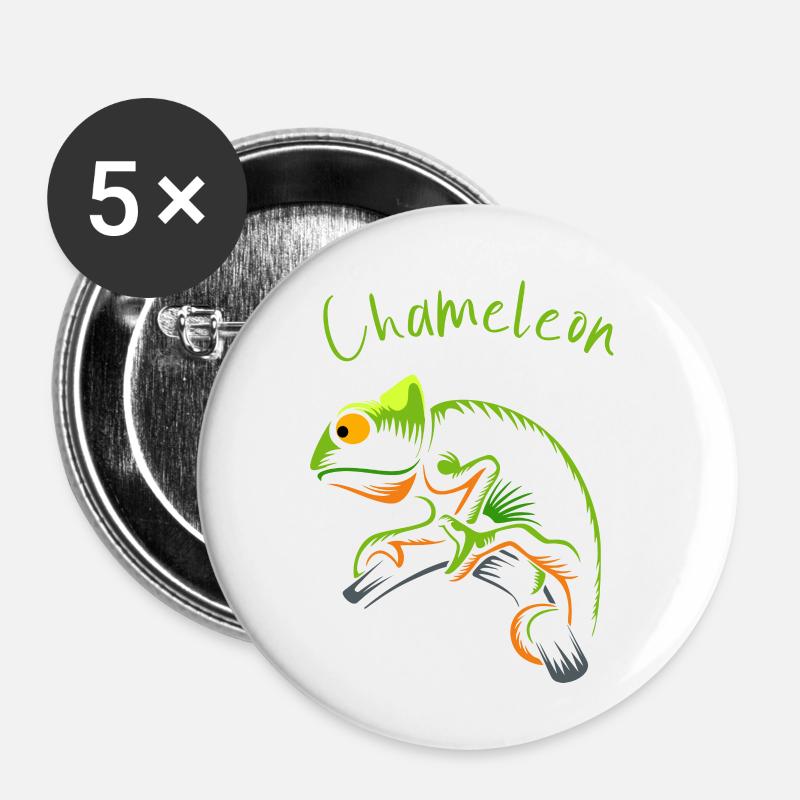 Vivid Chameleon Illustration for Nature Lovers - Buttons small 1''/25 mm (5-pack) - white