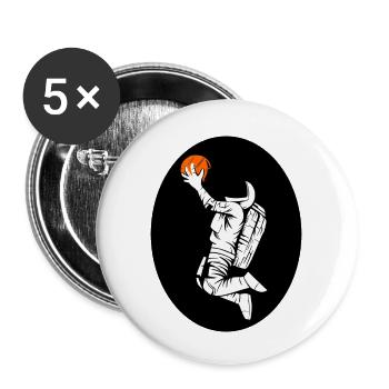 Astronaut with basketball print - Buttons small 1''/25 mm (5-pack) - white - Front