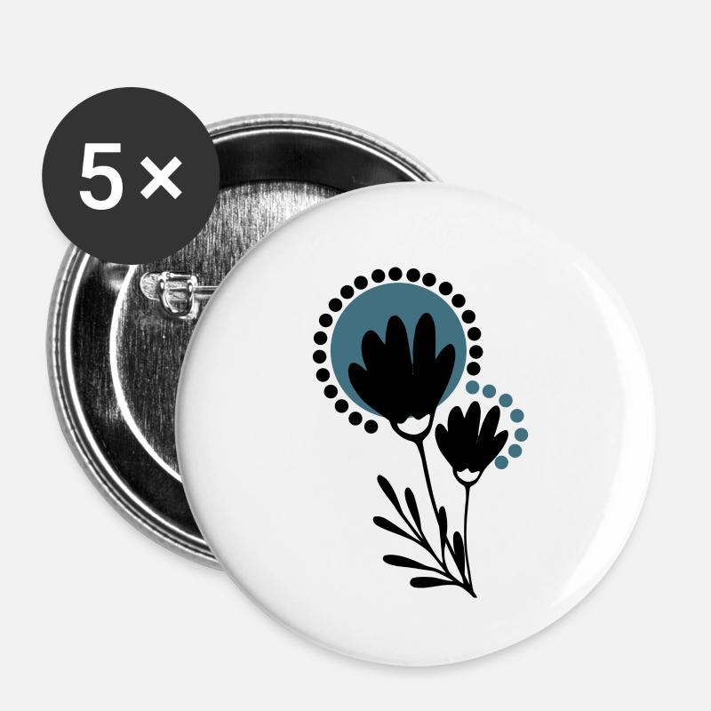 Scandi Blumen - Buttons klein 25 mm (5er Pack) - Weiß