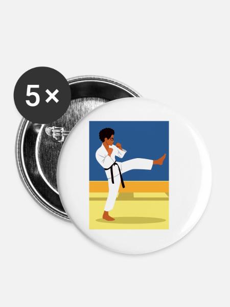 Karate Kind - Buttons klein 25 mm (5er Pack) - Weiß