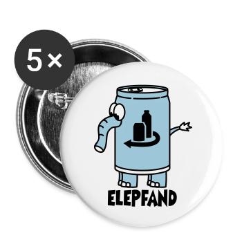 Elefant als Elepfand - schwarze Schrift - Buttons klein 25 mm (5er Pack) - Weiß - Vorne