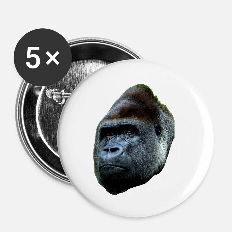 Gorilla cool simple - Buttons klein 25 mm (5er Pack) - Weiß