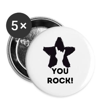 you rock! /you rock/ metal /music/passion - Buttons small 1''/25 mm (5-pack) - white - Front