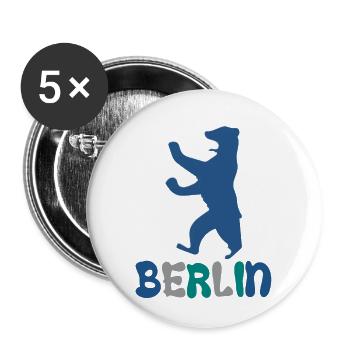 Berlin and Berlin Bear - Buttons small 1''/25 mm (5-pack) - white - Front
