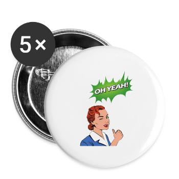 Oh yeah comic comic style cartoon speech bubble nerd - Buttons small 1''/25 mm (5-pack) - white - Front