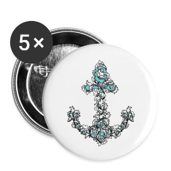 Ship anchor - Buttons small 1''/25 mm (5-pack) - white - Front