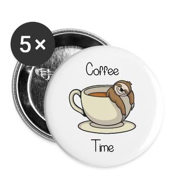 L'heure du café - Lot de 5 petits badges (25 mm) - blanc - Devant