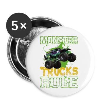 Monster trucks rule - Lot de 5 petits badges (25 mm) - blanc - Devant
