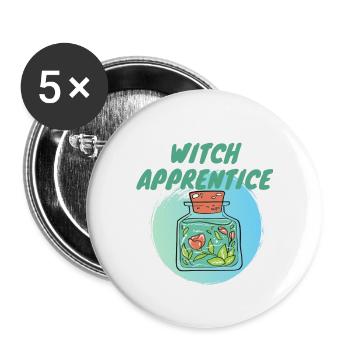 witch apprentice green - Buttons small 1''/25 mm (5-pack) - white - Front