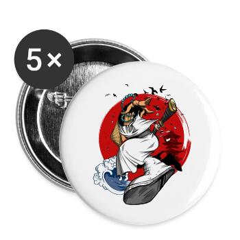 Hip-Hop Samurai - Buttons small 1''/25 mm (5-pack) - white - Front